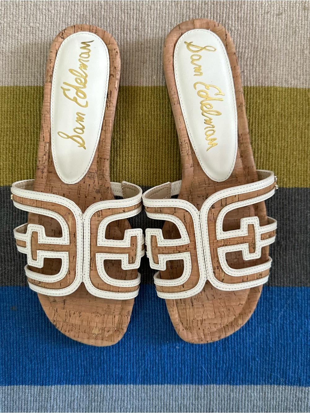 Sam Edelman white bay slide sandals